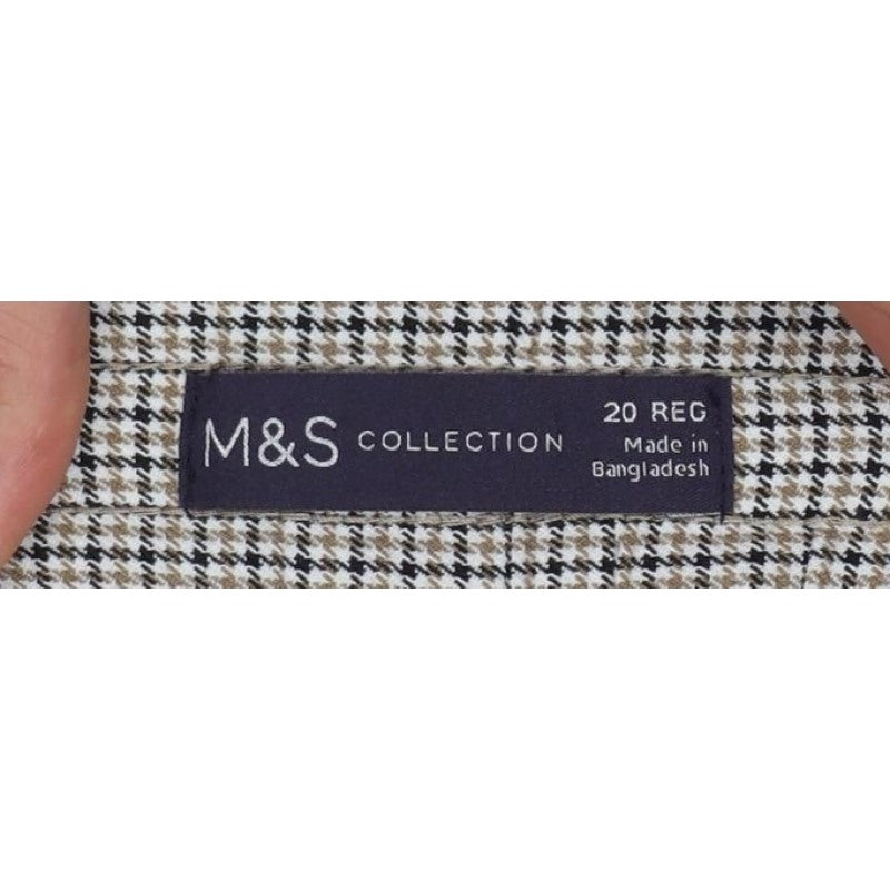M&S Women Beige Black Check Wide Leg Dress Trousers UK 20 Regular