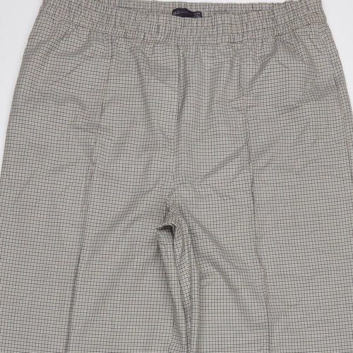 M&S Women Beige Black Check Wide Leg Dress Trousers UK 20 Regular
