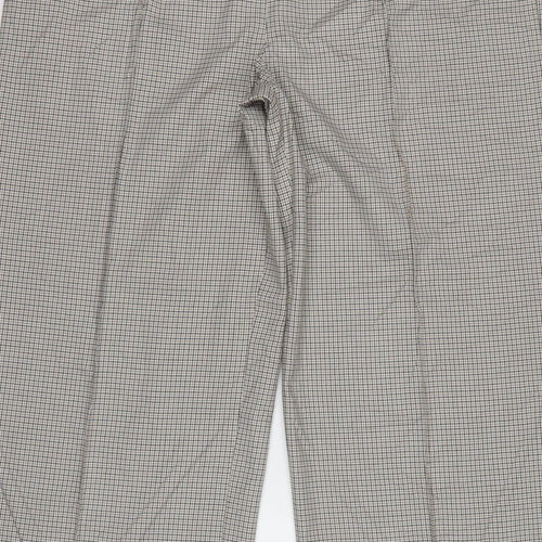 M&S Women Beige Black Check Wide Leg Dress Trousers UK 20 Regular