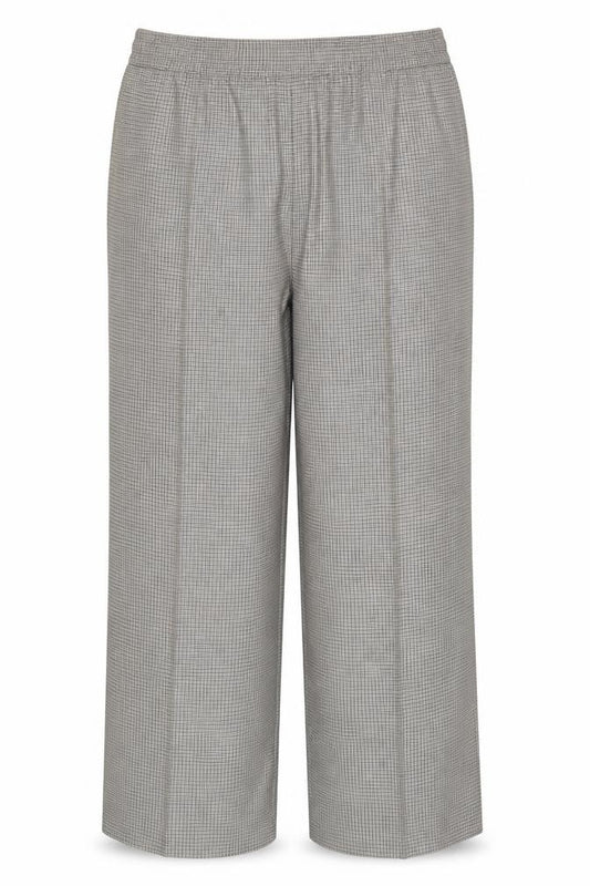 M&S Women Beige Black Check Wide Leg Dress Trousers UK 20 Regular