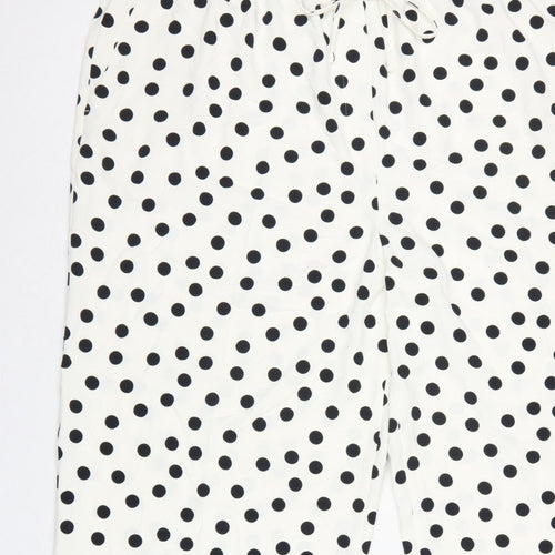 Marks and Spencer Women Ivory Polka Dot Size 14 Cropped Wide-Leg Trousers