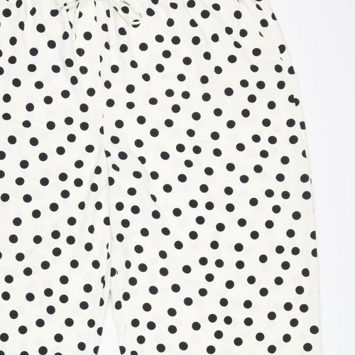 Marks and Spencer Women Ivory Polka Dot Size 14 Cropped Wide-Leg Trousers