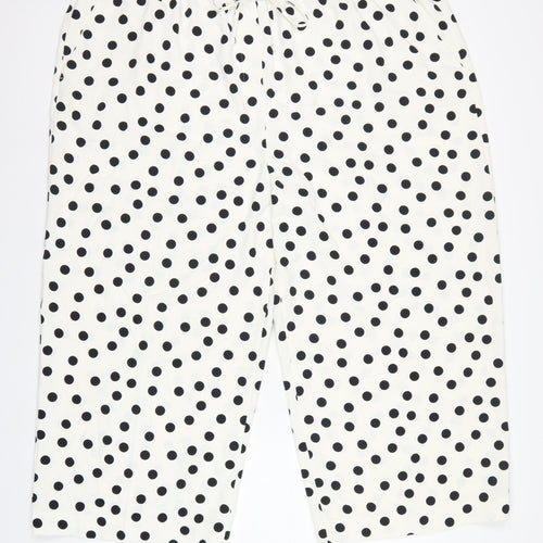 Marks and Spencer Women Ivory Polka Dot Size 14 Cropped Wide-Leg Trousers