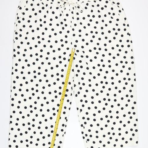Marks and Spencer Women Ivory Polka Dot Size 14 Cropped Wide-Leg Trousers