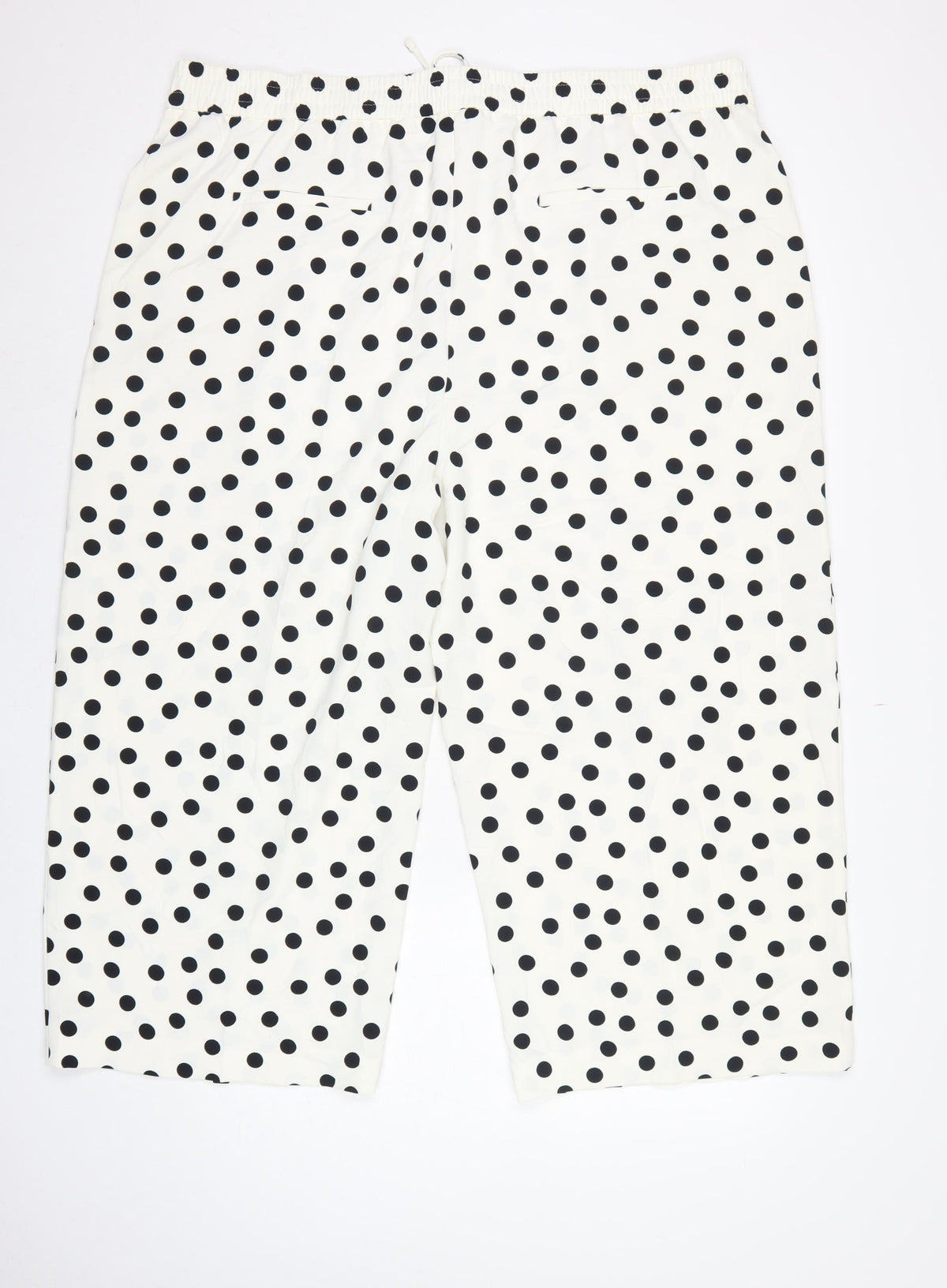 Marks and Spencer Women Ivory Polka Dot Size 14 Cropped Wide-Leg Trousers
