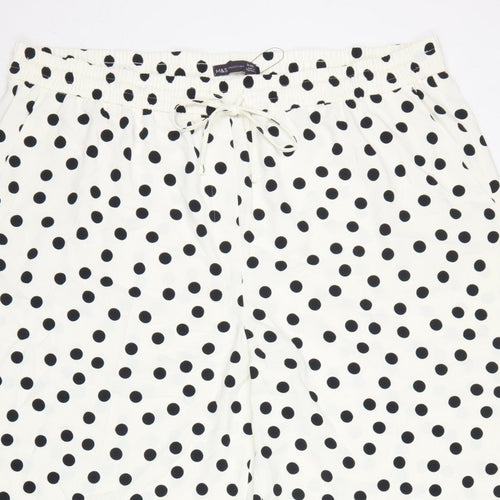 Marks and Spencer Women Ivory Polka Dot Size 14 Cropped Wide-Leg Trousers