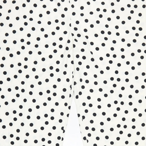 Marks and Spencer Women Ivory Polka Dot Size 14 Cropped Wide-Leg Trousers