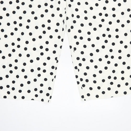 Marks and Spencer Women Ivory Polka Dot Size 14 Cropped Wide-Leg Trousers