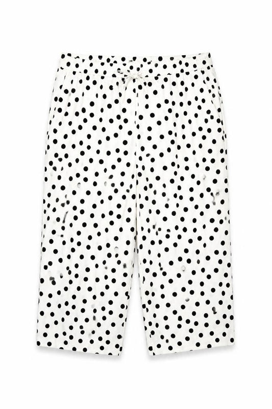 Marks and Spencer Women Ivory Polka Dot Size 14 Cropped Wide-Leg Trousers