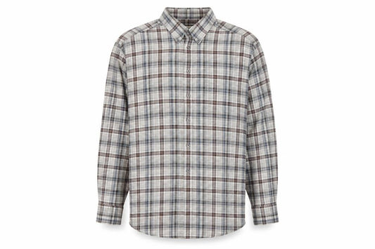 Front view of Blue Harbour Men’s Grey Plaid Cotton Button-Down Shirt XL Long Sleeve