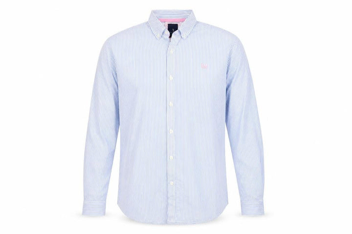 Crew Clothing Company Men’s Blue White Stripe Classic Fit Shirt L