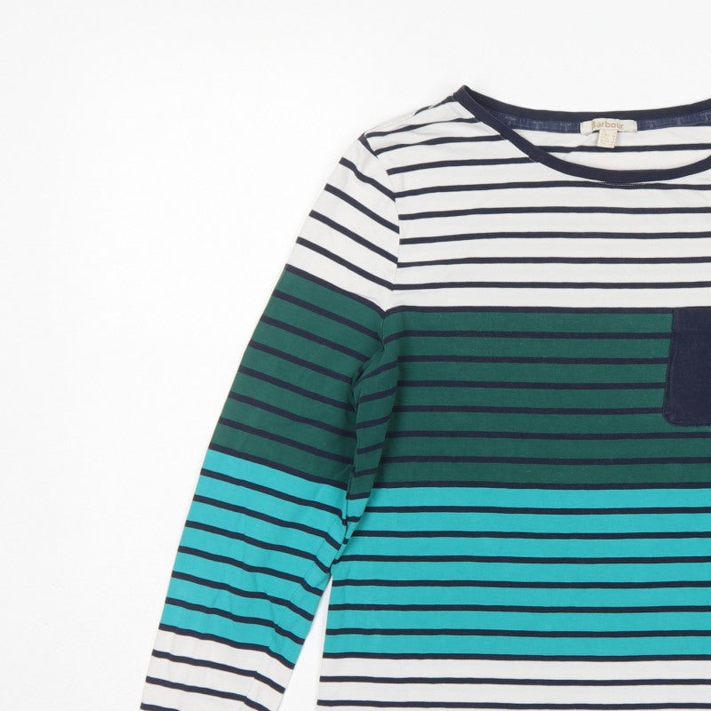 Barbour Women Multicoloured UK 12 Striped Basic Jersey Long Sleeve T-Shirt