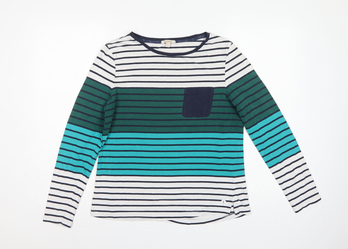 Barbour Women Multicoloured UK 12 Striped Basic Jersey Long Sleeve T-Shirt