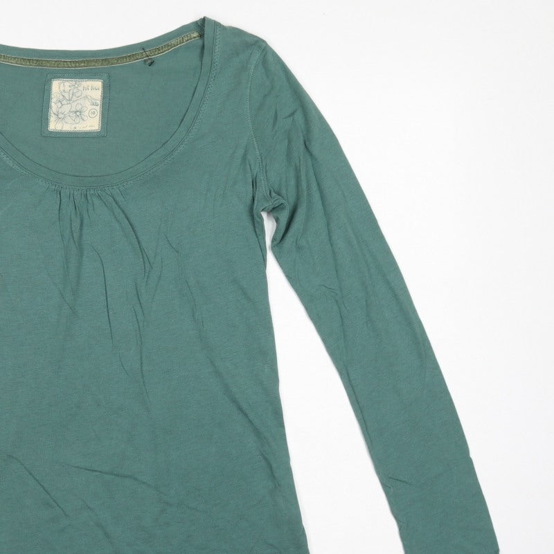 Fat Face Women’s Green Size 10 Scoop Neck Long Sleeve Basic T-Shirt