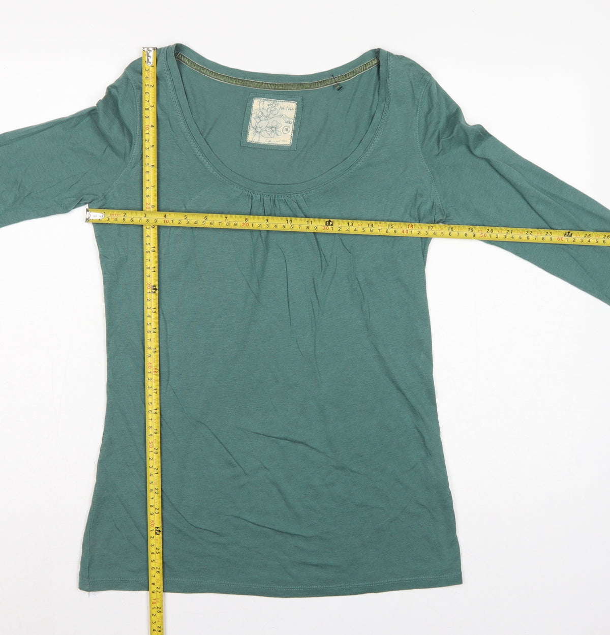 Fat Face Women’s Green Size 10 Scoop Neck Long Sleeve Basic T-Shirt