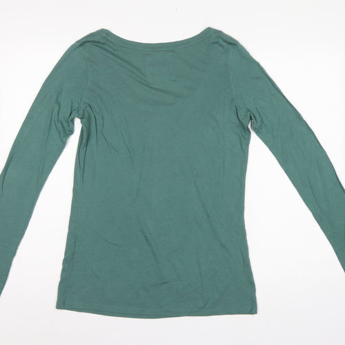 Fat Face Women’s Green Size 10 Scoop Neck Long Sleeve Basic T-Shirt