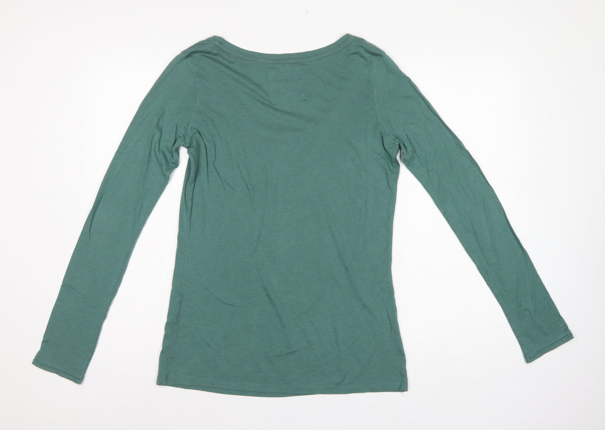 Fat Face Women’s Green Size 10 Scoop Neck Long Sleeve Basic T-Shirt