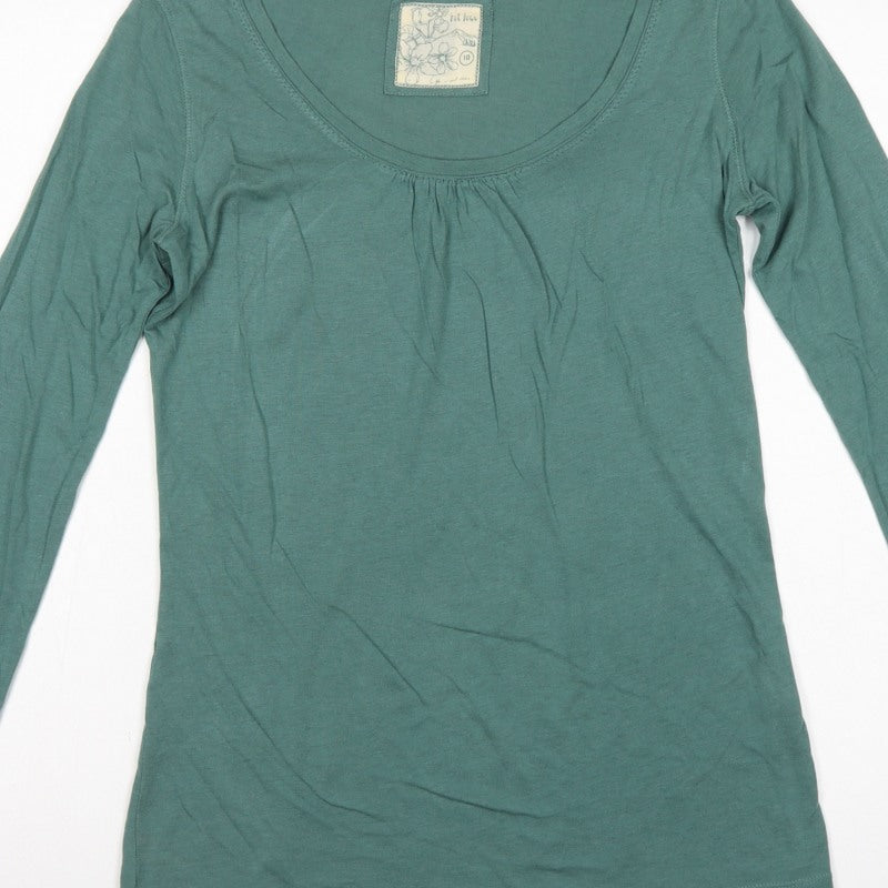 Fat Face Women’s Green Size 10 Scoop Neck Long Sleeve Basic T-Shirt