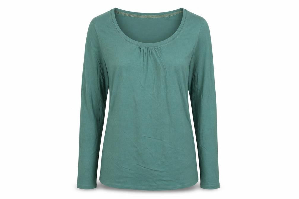 Fat Face Women’s Green Size 10 Scoop Neck Long Sleeve Basic T-Shirt