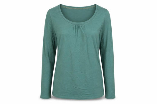 Fat Face Women’s Green Size 10 Scoop Neck Long Sleeve Basic T-Shirt
