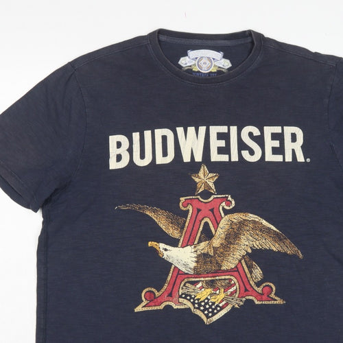 Budweiser Mens Blue Large Vintage Tee Eagle Beer Graphic Print T-Shirt