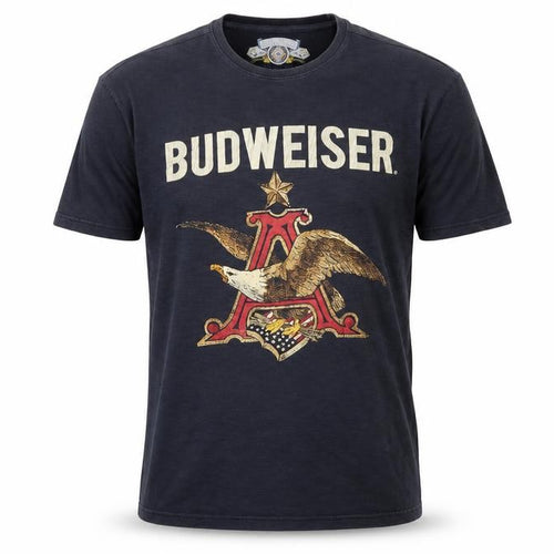 Budweiser Mens Blue Large Vintage Tee Eagle Beer Graphic Print T-Shirt