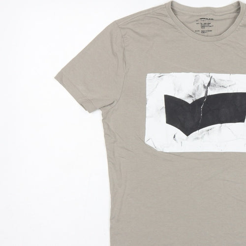 GAS Men’s Beige M Graphic Art Crew Neck Short Sleeve T-Shirt