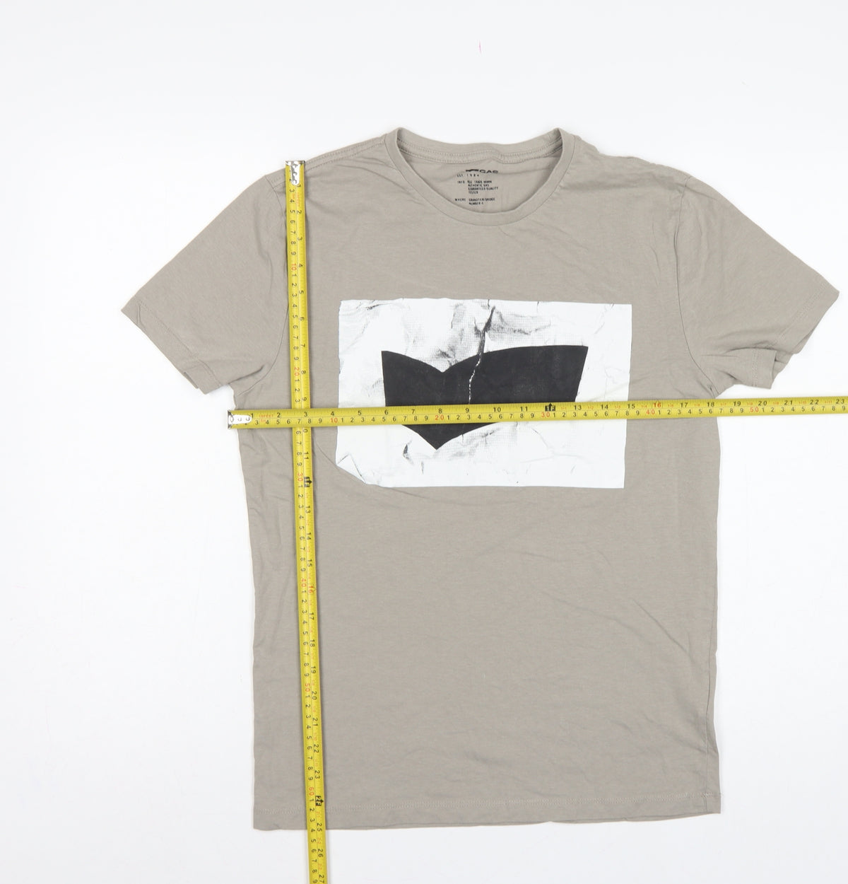 GAS Men’s Beige M Graphic Art Crew Neck Short Sleeve T-Shirt