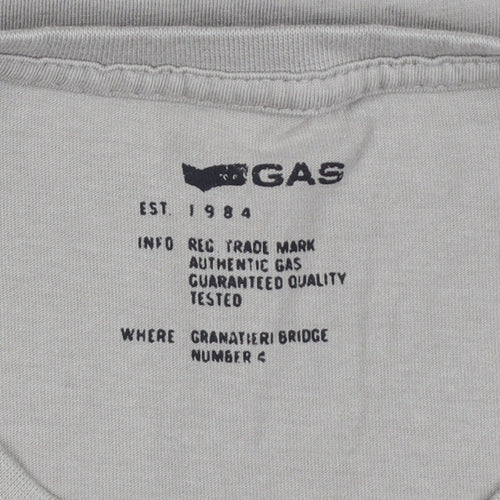 GAS Men’s Beige M Graphic Art Crew Neck Short Sleeve T-Shirt