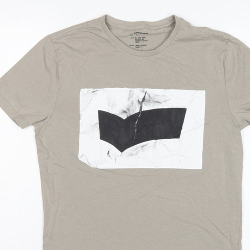 GAS Men’s Beige M Graphic Art Crew Neck Short Sleeve T-Shirt