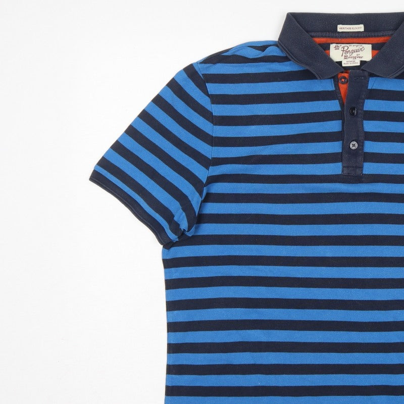 Original Penguin Men’s Blue Striped Heritage Slim Fit Cotton Polo M