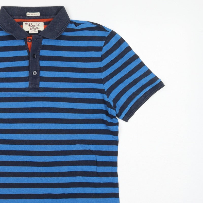 Original Penguin Men’s Blue Striped Heritage Slim Fit Cotton Polo M