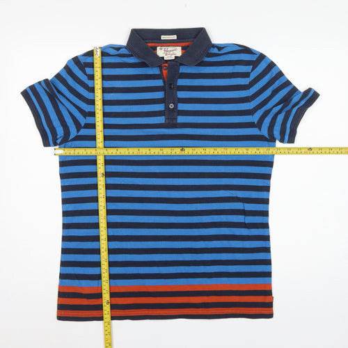 Original Penguin Men’s Blue Striped Heritage Slim Fit Cotton Polo M