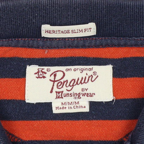 Original Penguin Men’s Blue Striped Heritage Slim Fit Cotton Polo M