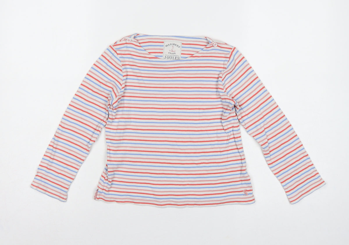 Joules Girls Multicoloured Striped Cotton Long Sleeve Basic Top 7 Years