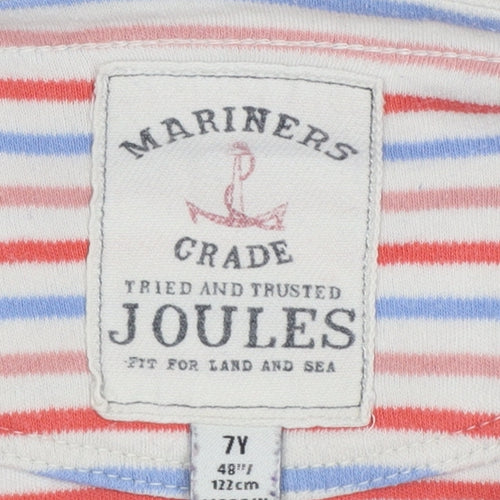 Joules Girls Multicoloured Striped Cotton Long Sleeve Basic Top 7 Years
