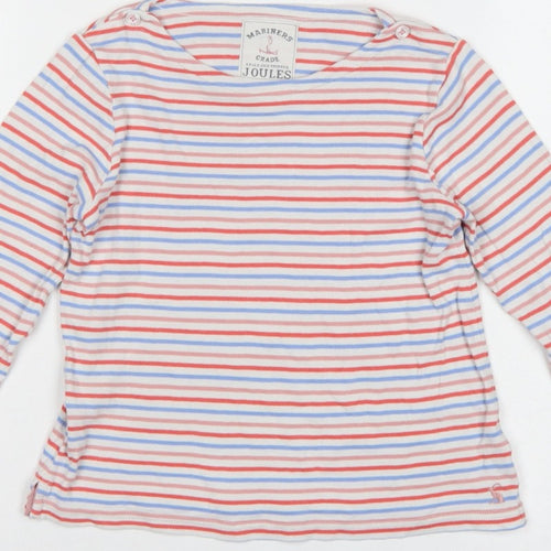 Joules Girls Multicoloured Striped Cotton Long Sleeve Basic Top 7 Years