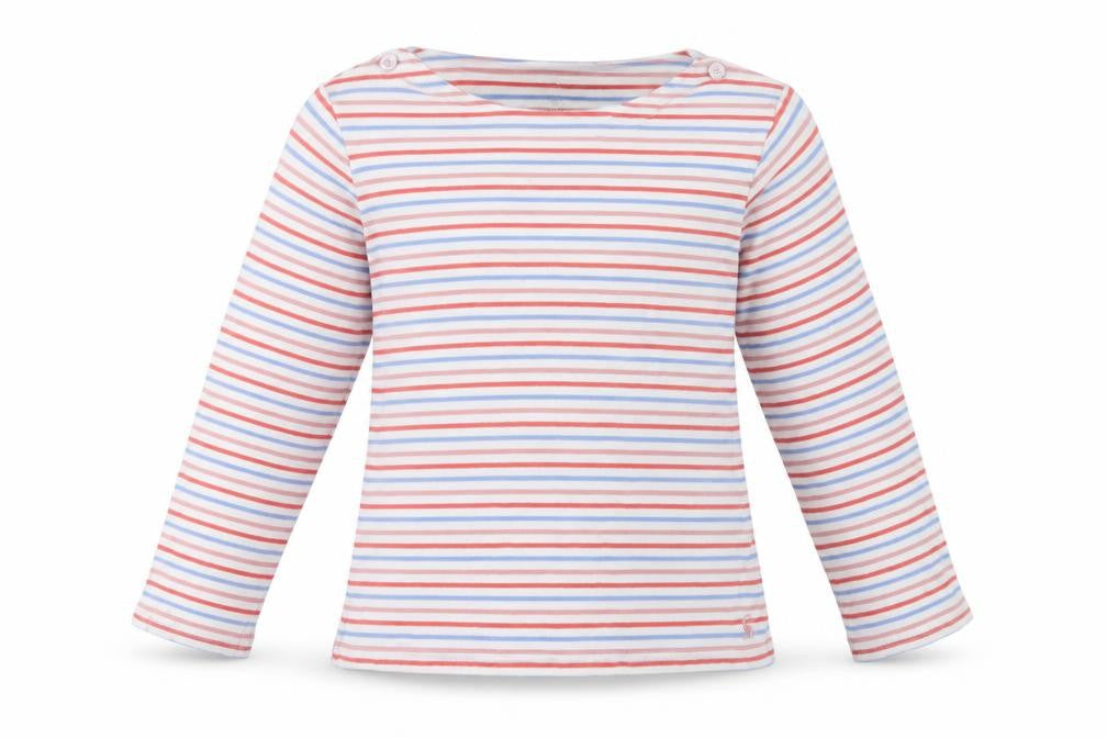 Joules Girls Multicoloured Striped Cotton Long Sleeve Basic Top 7 Years