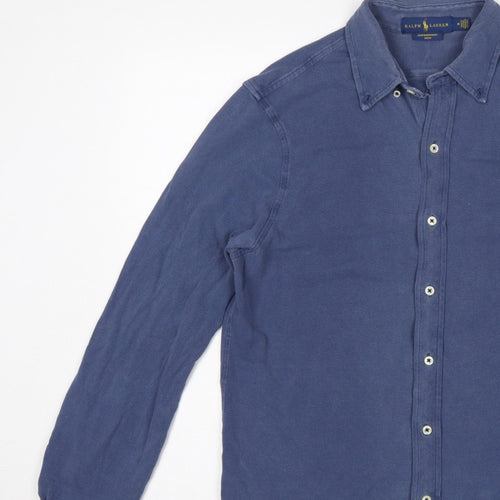 Ralph Lauren Men Blue M Featherweight Mesh Cotton Button-Up Shirt