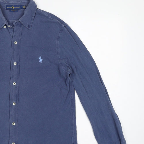 Ralph Lauren Men Blue M Featherweight Mesh Cotton Button-Up Shirt