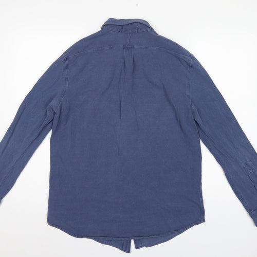 Ralph Lauren Men Blue M Featherweight Mesh Cotton Button-Up Shirt
