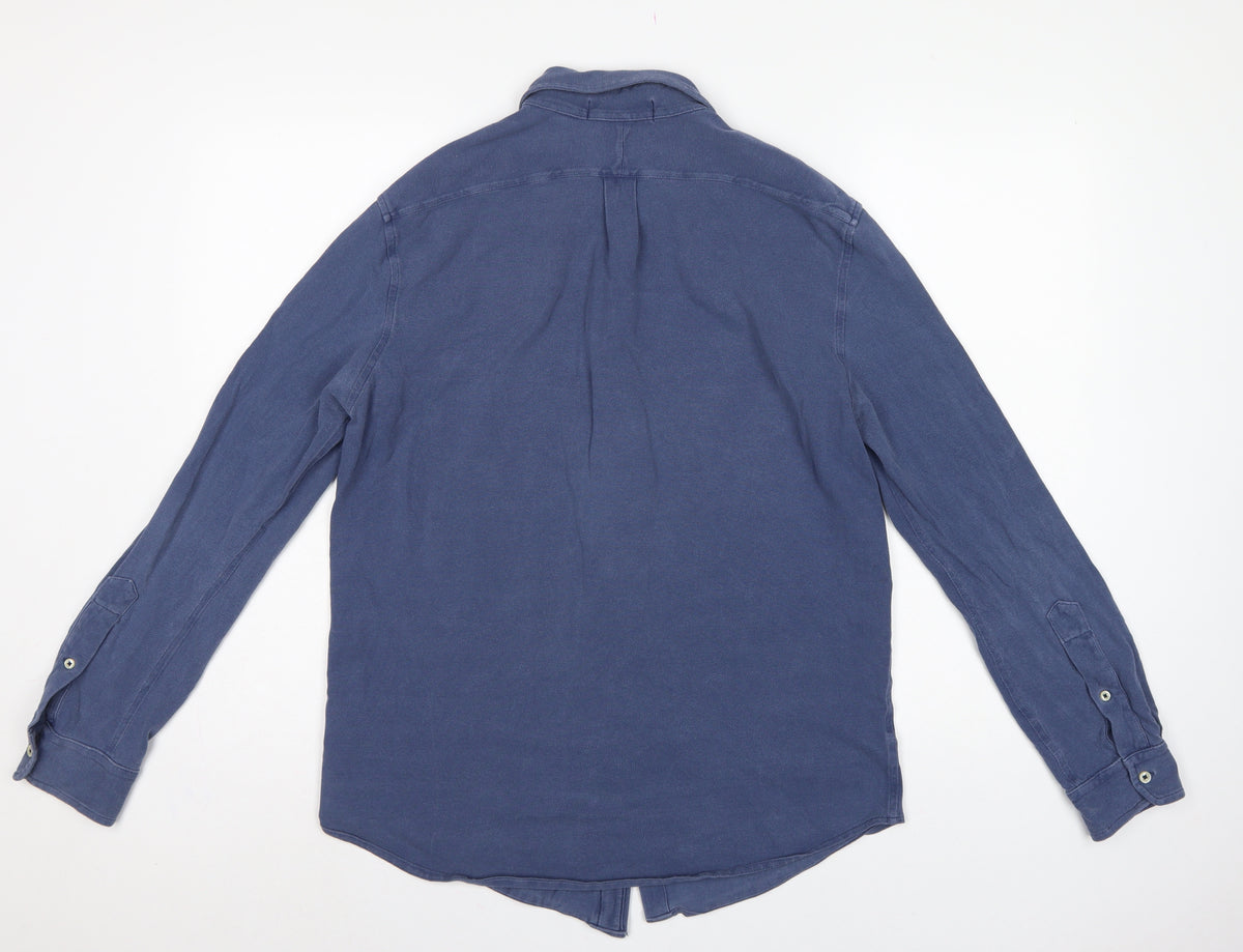 Ralph Lauren Men Blue M Featherweight Mesh Cotton Button-Up Shirt