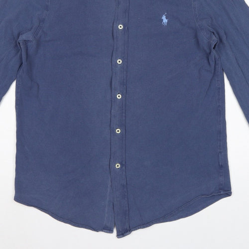 Ralph Lauren Men Blue M Featherweight Mesh Cotton Button-Up Shirt