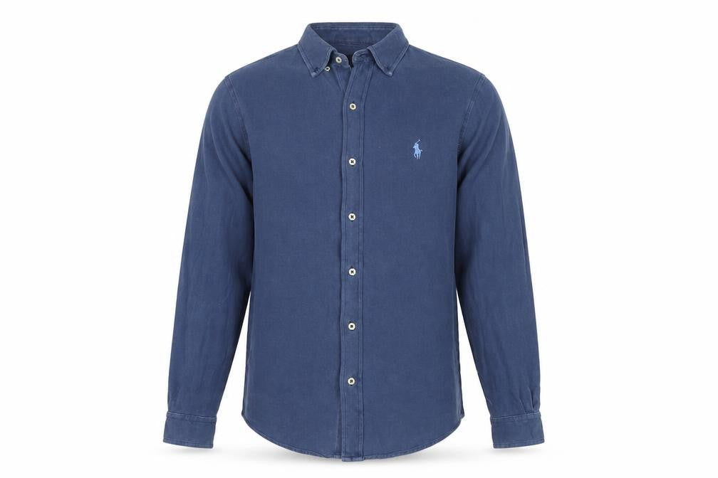 Ralph Lauren Men Blue M Featherweight Mesh Cotton Button-Up Shirt