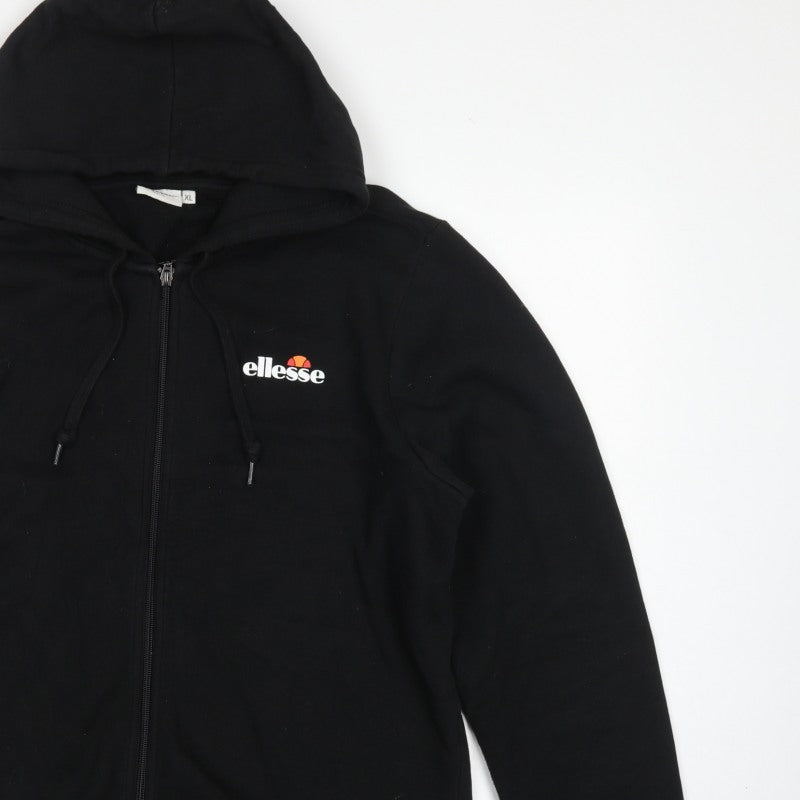 Ellesse Men’s Black XL Full Zip Logo Hoodie Cotton Fleece