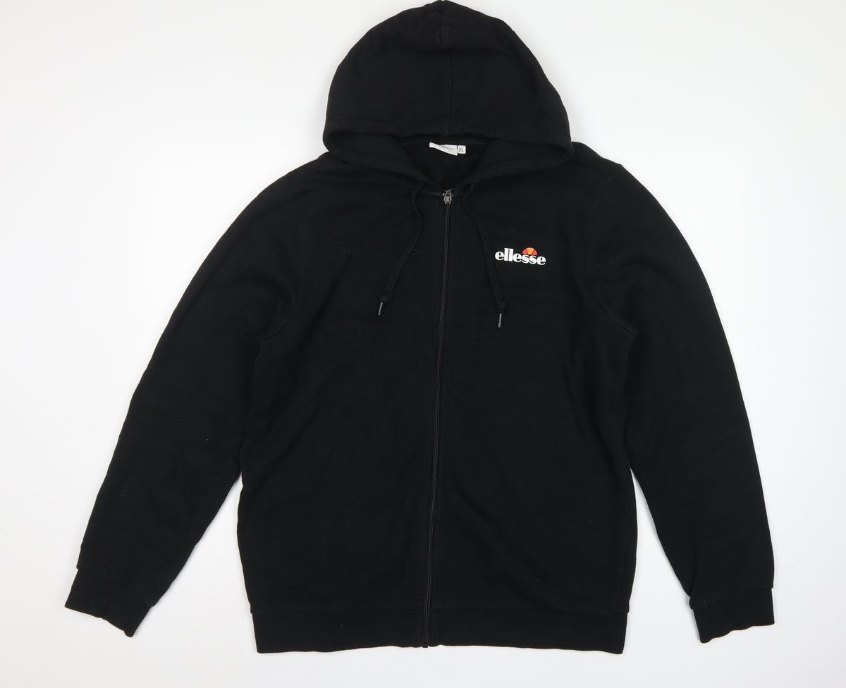 Ellesse Men’s Black XL Full Zip Logo Hoodie Cotton Fleece