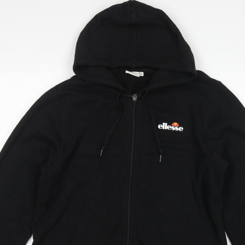 Ellesse Men’s Black XL Full Zip Logo Hoodie Cotton Fleece