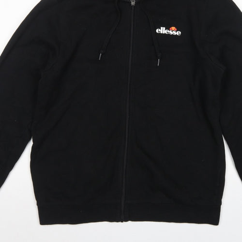 Ellesse Men’s Black XL Full Zip Logo Hoodie Cotton Fleece