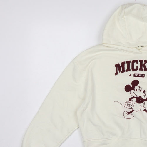 Primark Girls Ivory Mickey Mouse Graphic Pullover Hoodie 11-12 Years