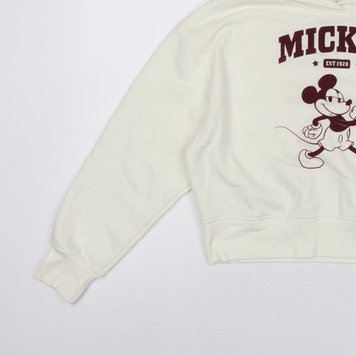 Primark Girls Ivory Mickey Mouse Graphic Pullover Hoodie 11-12 Years